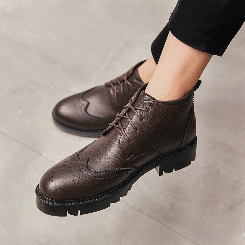 Mocassins de Couro Masculino Luxury Brand Boots Buty Meskie Gentleman Shoes VII