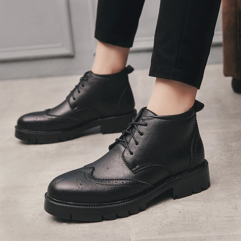 Mocassins de Couro Masculino Luxury Brand Boots Buty Meskie Gentleman Shoes VII