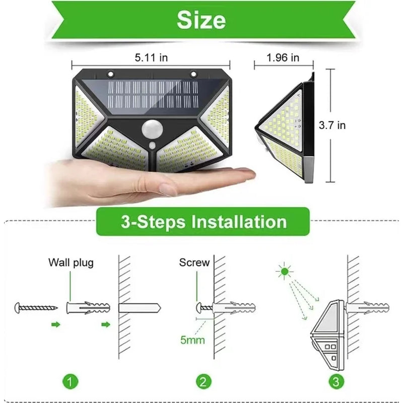 Luminária Solar 100 Wall Sensor led de presença com 3 funções